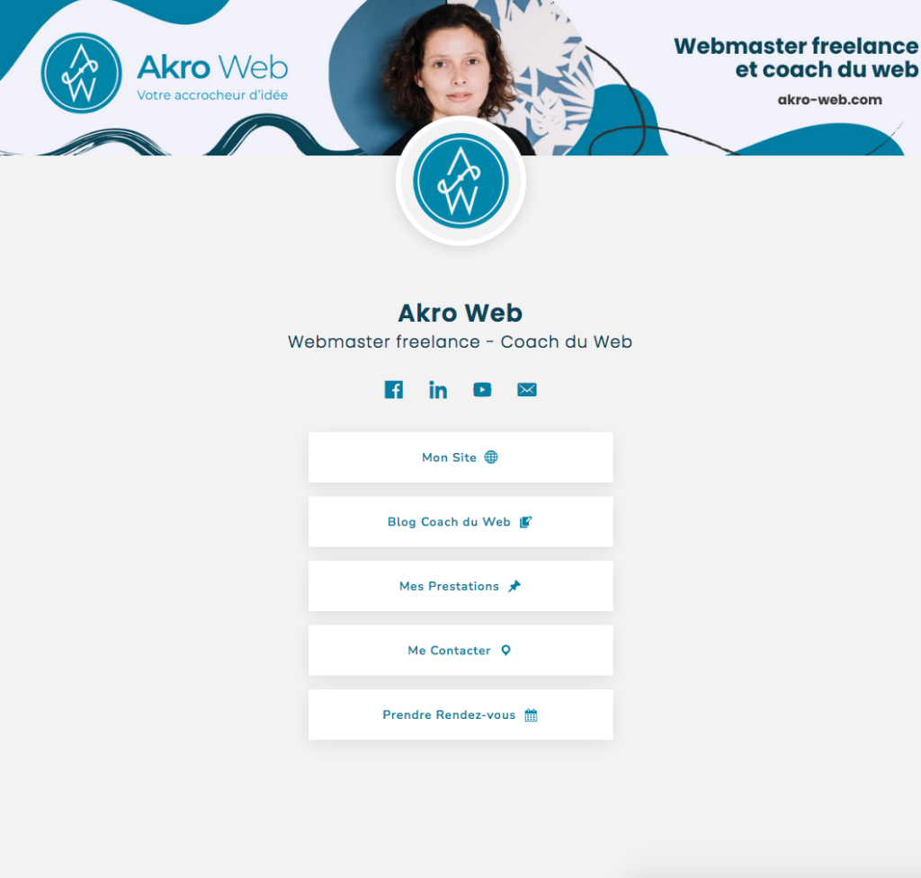 akroweb coach web page linktree bio site - 4